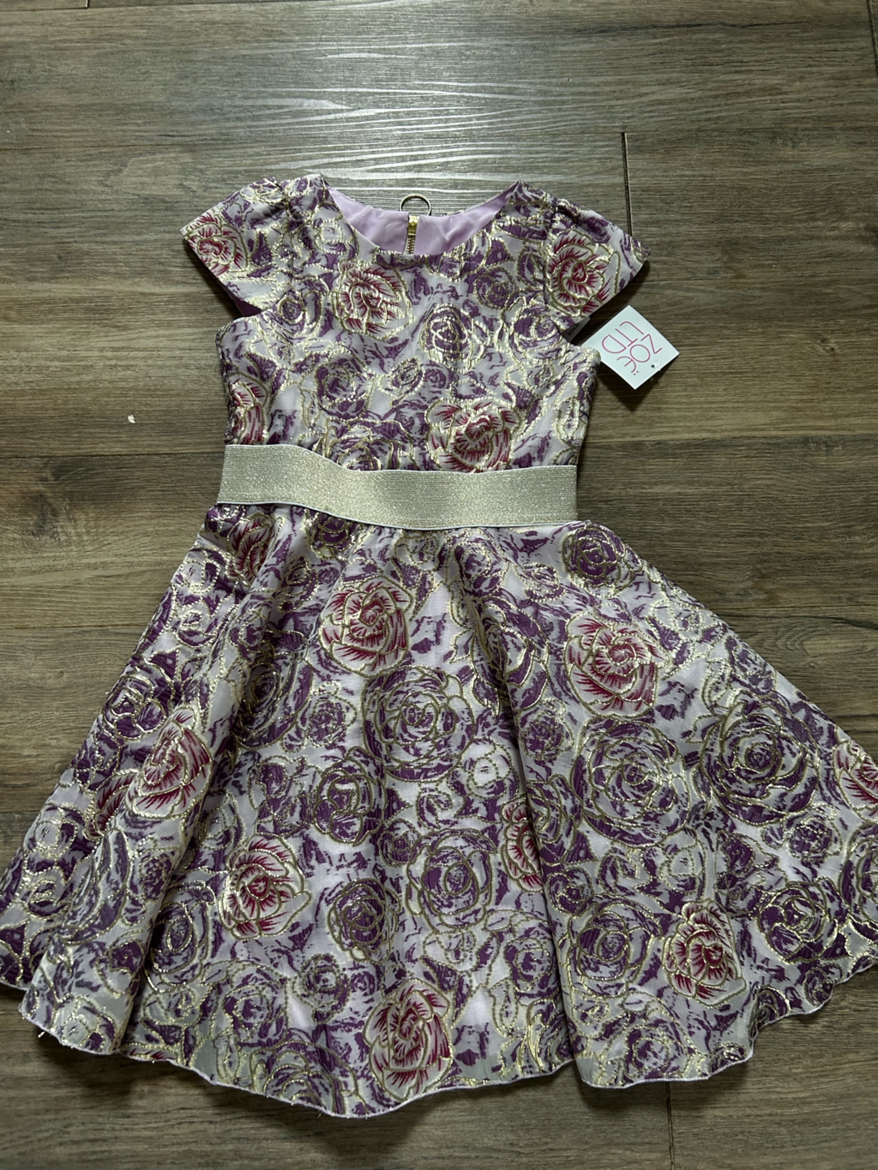 Zoe Ltd Purple And Gold Floral Brocade Party Dress